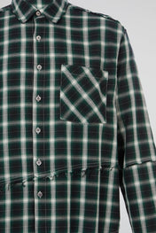 Forest Green Plaid Deconstructed Long-Sleeve Shirt