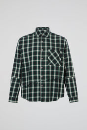 Forest Green Plaid Deconstructed Long-Sleeve Shirt