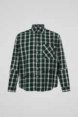 Forest Green Plaid Deconstructed Long-Sleeve Shirt