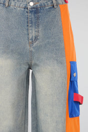 Contrast Cargo Jeans