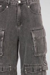 Washed Multi-Pocket Cargo Jeans