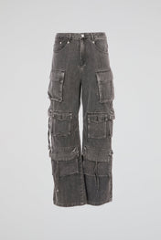 Washed Multi-Pocket Cargo Jeans