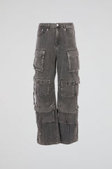 Washed Multi-Pocket Cargo Jeans