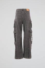 Washed Multi-Pocket Cargo Jeans