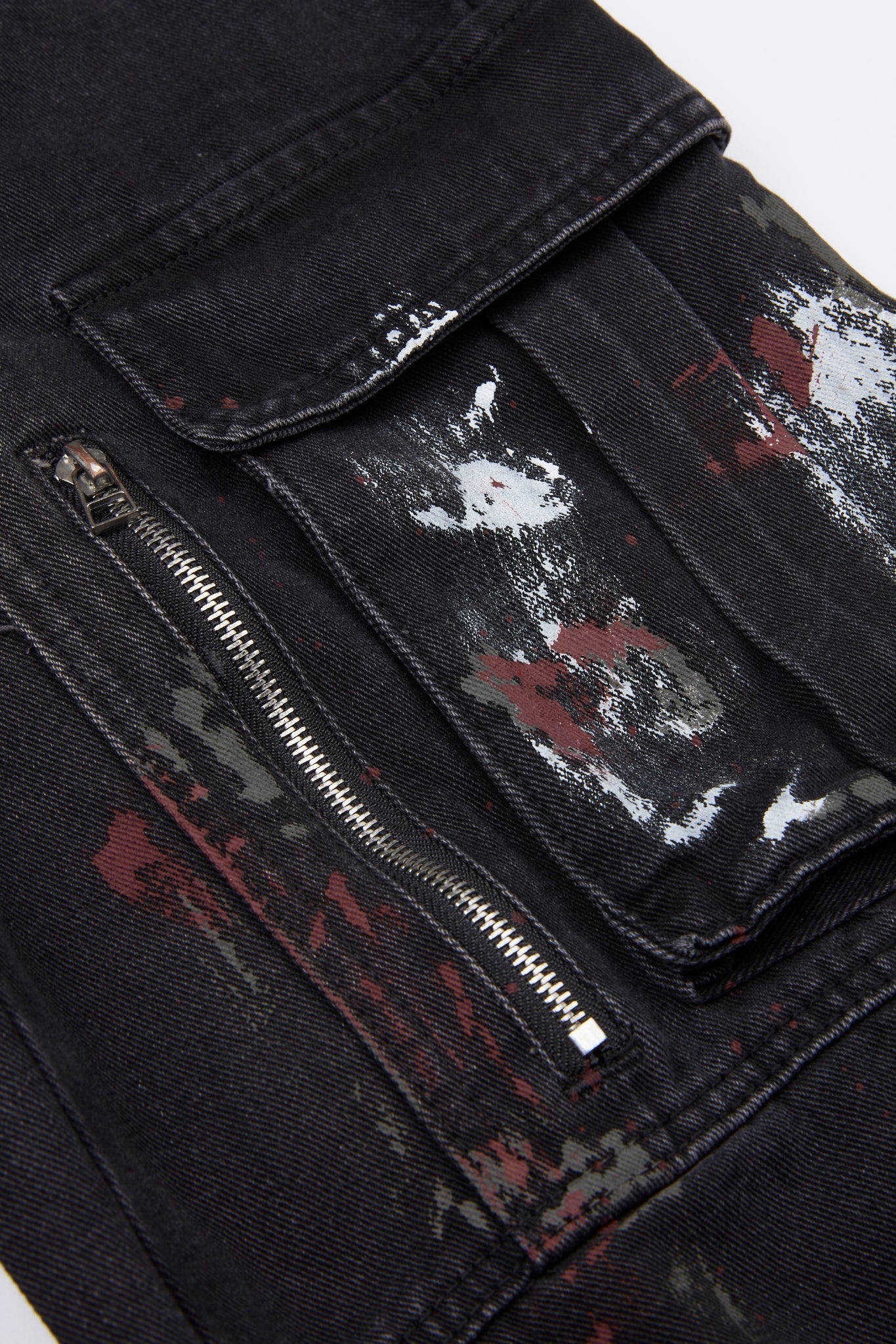 Distressed Multi-Pocket Cargo Denim