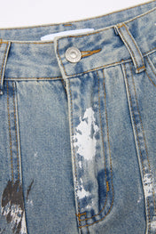Distressed Multi-Pocket Cargo Denim