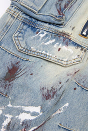 Distressed Multi-Pocket Cargo Denim