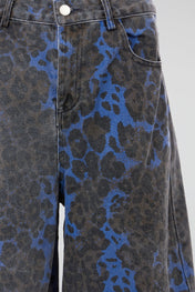 Leopard Print Denim Shorts