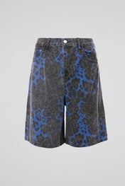 Leopard Print Denim Shorts