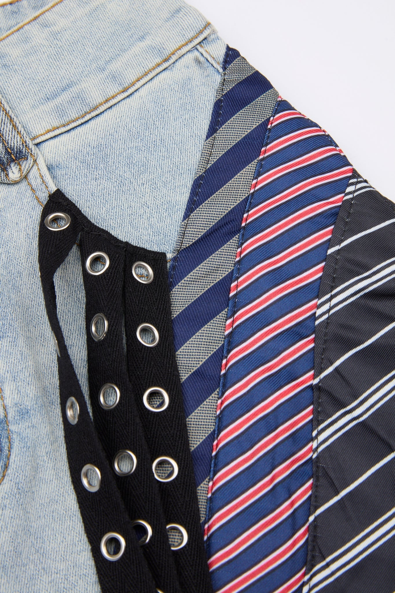 Necktie Denim Shorts