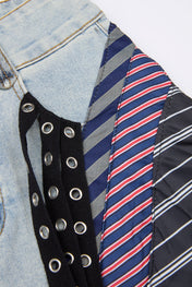 Necktie Denim Shorts