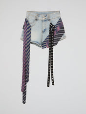 Necktie Denim Shorts