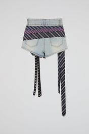 Necktie Denim Shorts