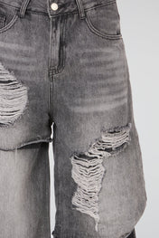 Layered Distressed Wide Denim