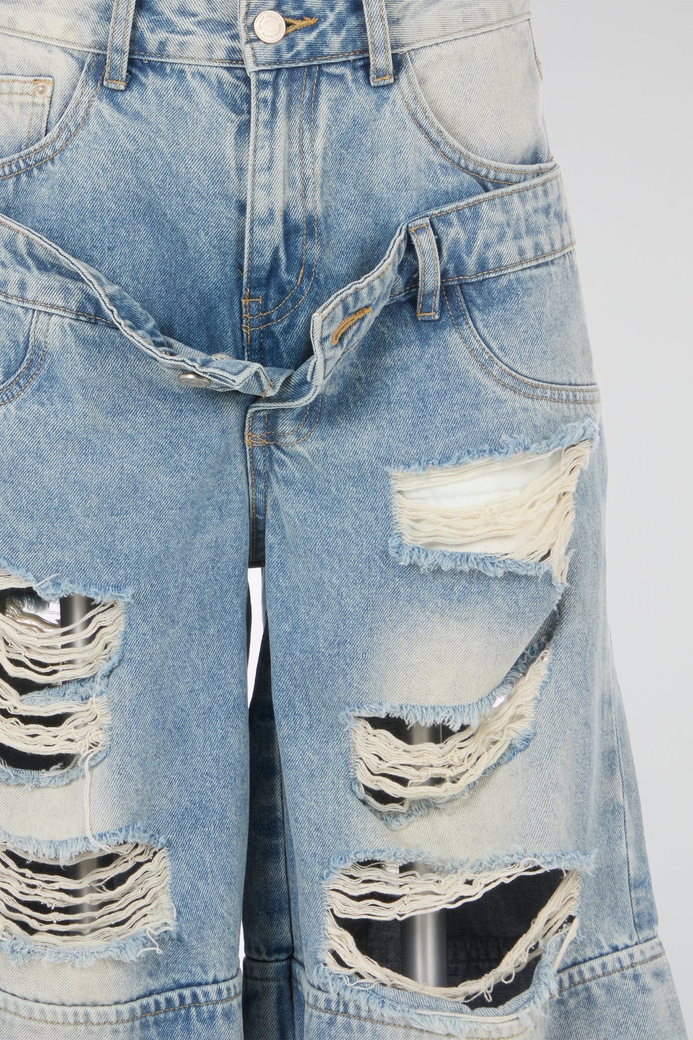 Multi Waist Denim Shorts Blue