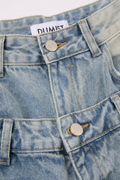 Multi Waist Denim Shorts Blue
