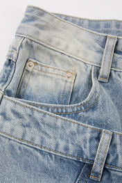 Multi Waist Denim Shorts Blue