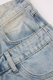 Multi Waist Denim Shorts Blue