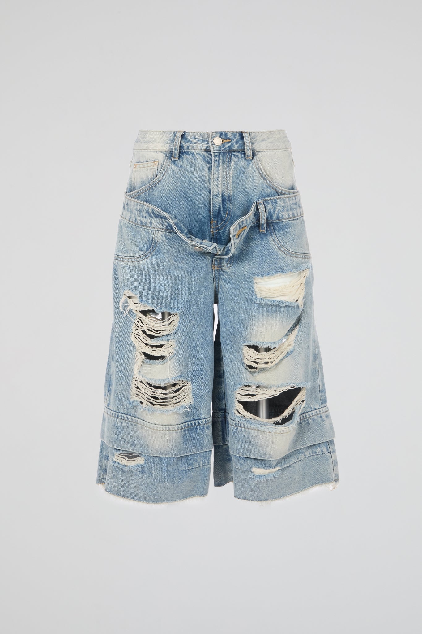 Multi Waist Denim Shorts Blue