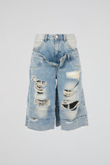 Multi Waist Denim Shorts Blue