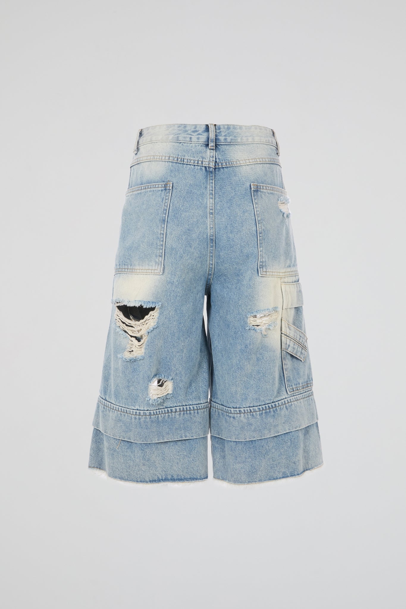 Multi Waist Denim Shorts Blue