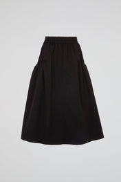 Black Architectural Midi Skirt