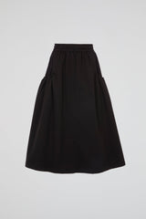 Black Architectural Midi Skirt