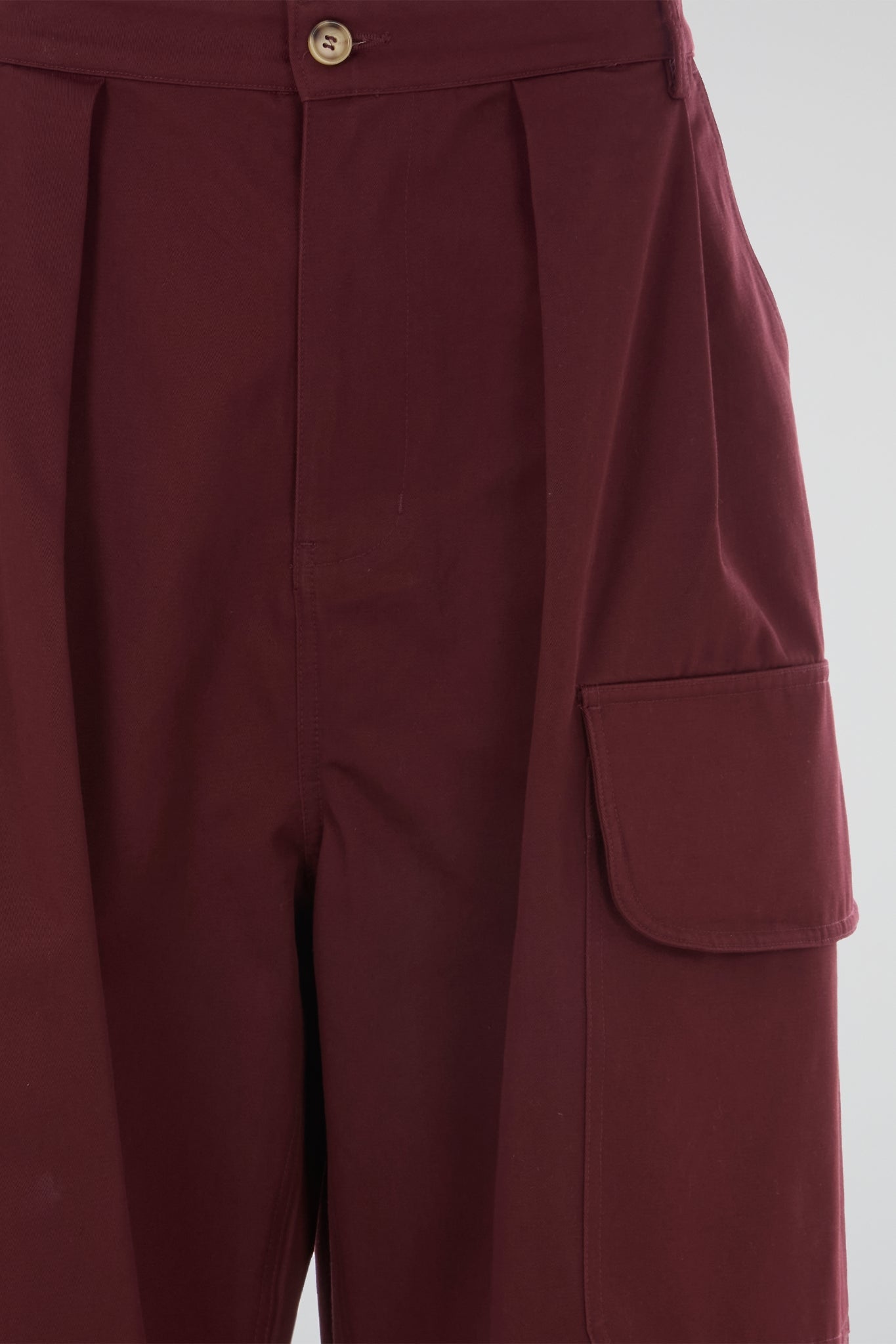 Burgundy Pleated Cargo Trousers