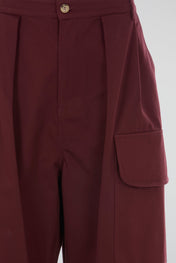 Burgundy Pleated Cargo Trousers