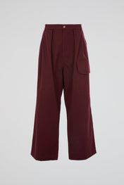 Burgundy Pleated Cargo Trousers