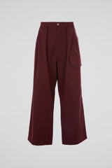 Burgundy Pleated Cargo Trousers