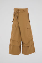 Brown Wraparound Wide-Leg Cargo Trousers