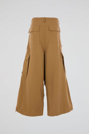 Brown Wraparound Wide-Leg Cargo Trousers