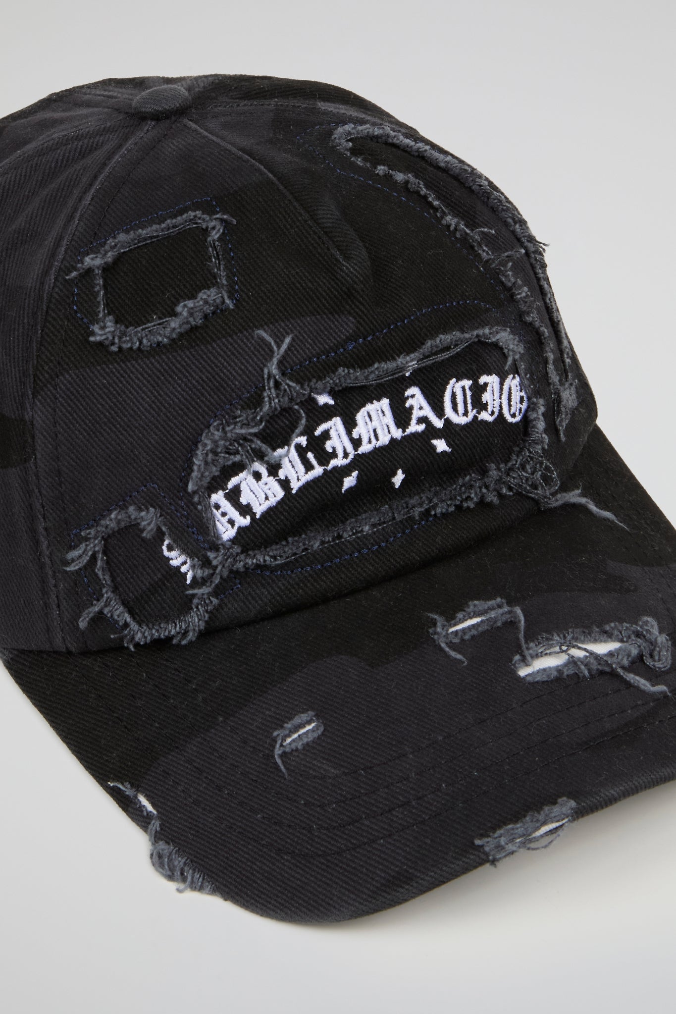 Black Camo Distressed Cap