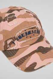 Pink Camo Distressed Ball Cap