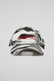 Black White Camo Distressed Ball Cap