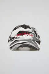 Black White Camo Distressed Ball Cap