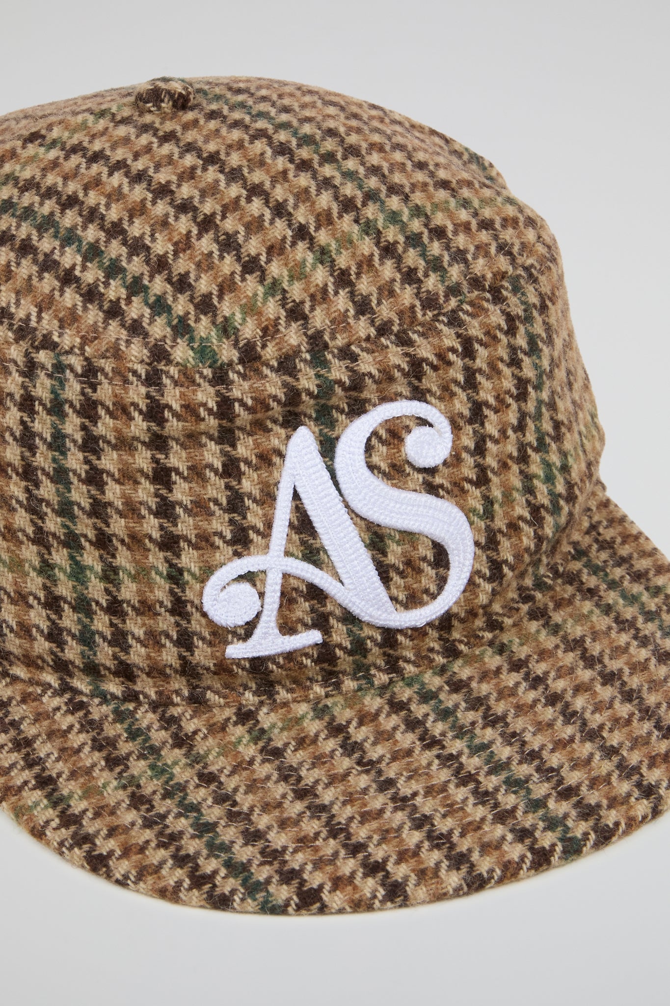 Brown Check Flat-Brim Cap