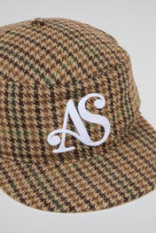 Brown Check Flat-Brim Cap