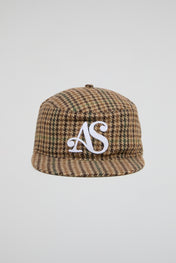 Brown Check Flat-Brim Cap