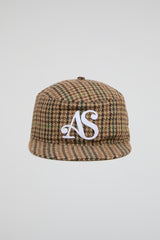 Brown Check Flat-Brim Cap