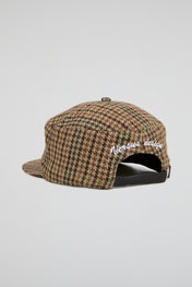 Brown Check Flat-Brim Cap