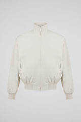 Cream Zip Bomber Jacket