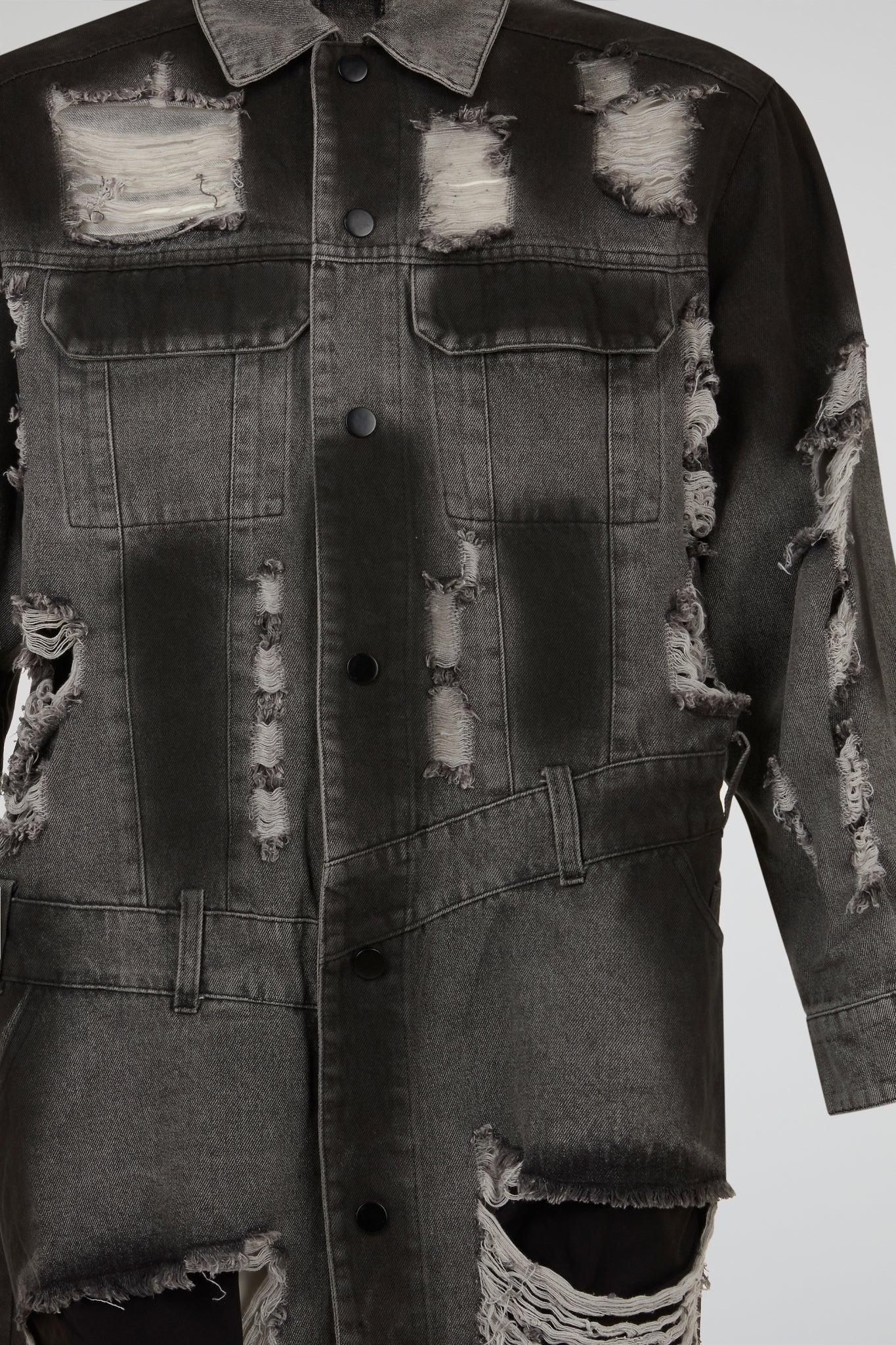 Black Deconstructed Denim Jacket