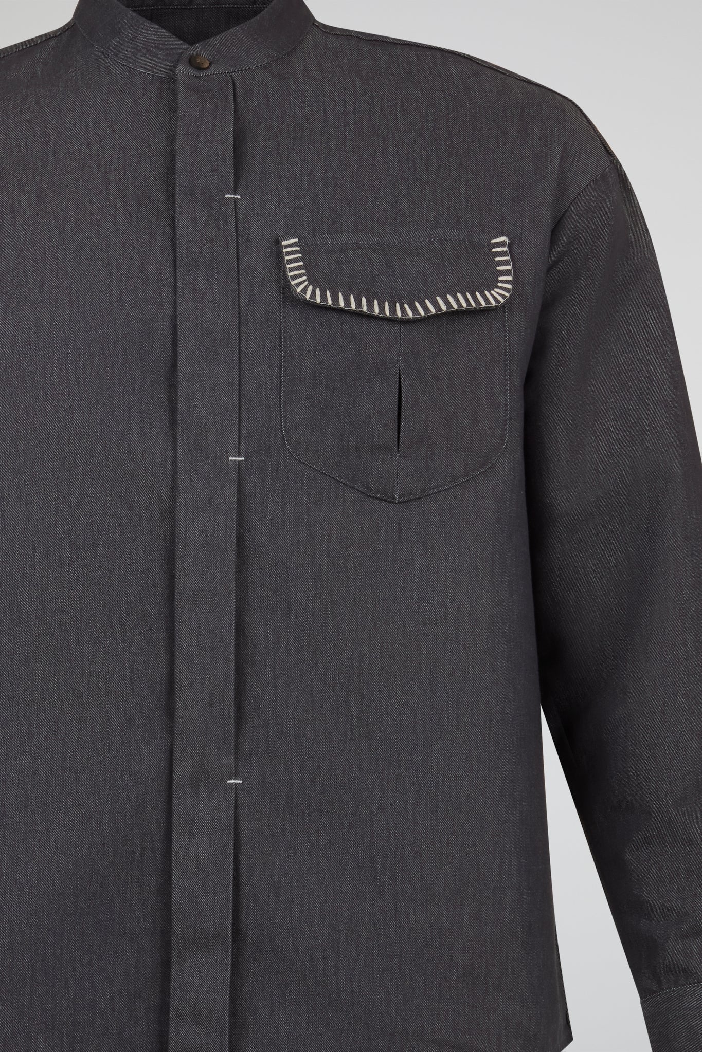 Mandarin Collar Overshirt Black