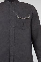 Mandarin Collar Overshirt Black