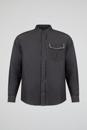 Mandarin Collar Overshirt Black