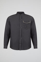 Mandarin Collar Overshirt Black