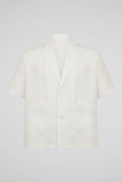 White Asymmetric Draped Blazer