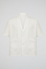 White Asymmetric Draped Blazer